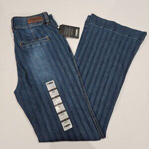 Rock & Roll Denim 29x36 Trouser Jeans Striped Jacquard High‎ Rise Stretch Flare